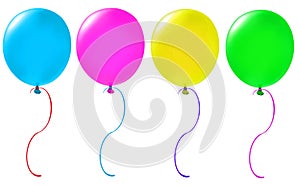 Colorful glossy balloons set on white background.