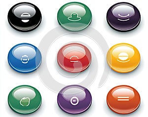 Colorful Glossy Buttons Interface Elements App Icons Web Design
