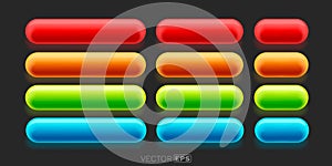 Colorful Glossy 3D Web Buttons Set. Modern UI elements on a dark background.