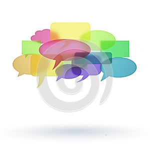 Colorful glossy glass speech bubbles