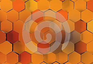 Colorful glossy hexagons background pattern. Abstract hexagonal gradient texture. 3D rendering