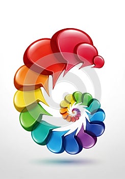 Colorful, glossy speech bubbles arranged in