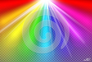 Colorful glowing bright light background or rainbow shining star busting explosion concept. Eps.
