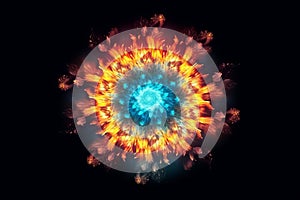 colorful glowing fire and ice Mandala . Spiritual generative AI