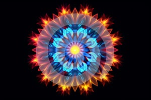 colorful glowing fire and ice Mandala . Spiritual image generative AI