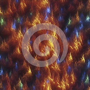 Colorful glowing fire. A glowing fire illustration. AI-Generated.