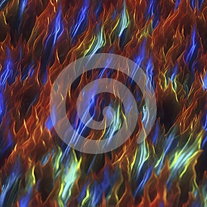 Colorful glowing fire. A glowing fire illustration. AI-Generated.