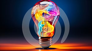 Colorful Glowing Idea Bulb Visualization of Bright Ideas