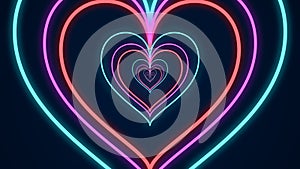 Colorful glowing neon-like heart tunnel background for Valentine\'s Day. photo