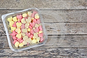 Colorful gnocchi in a plastic receipe photo