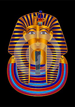 Colorful golden death mask of the famous pharaoh Tutankhamun