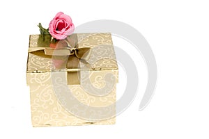 Colorful golden decorated present