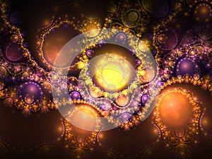 Colorful golden fractal clockwork