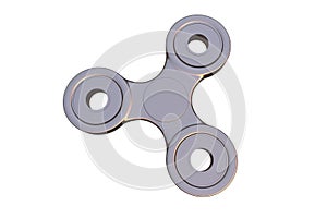 Colorful golden steel metal fidget finger spinner stress, anxiety relief toy 3d illustration