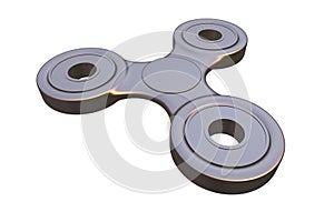 Colorful golden steel metal fidget finger spinner stress, anxiety relief toy 3d illustration
