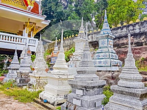 Colorful golden temple with stupas Wat Sila Ngu Koh Samui