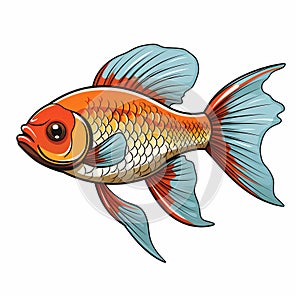Colorful Goldfish Vector Illustration On White Background