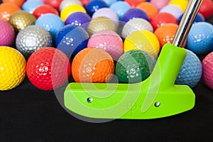 Colorful Golf Balls with Green Club