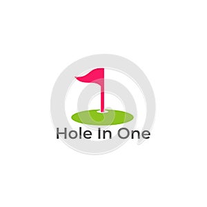 Colorful golf flag hole in one logo vector