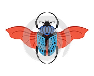 Colorful Goliath Beetle Icon in Flat Design