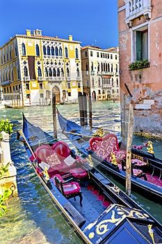 Colorful Gondolas Grand Canal Venice Italy