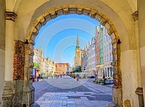 Colorful gothic facades int the old town of Gdansk, Poland