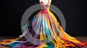 Colorful Gown: A Surrealistic Masterpiece Of Flowing Fabrics And Bold Color Choices