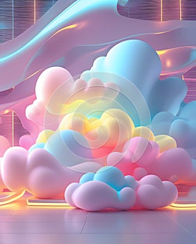 Colorful Gradient Clouds in Soft Pastel Pink and Blue Tones