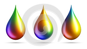 Colorful gradient drops on white background