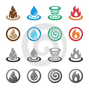 Four element icon set