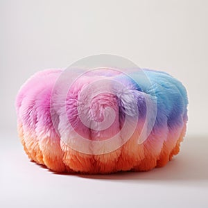 Colorful Gradient Fur Pouf For Onii Kei And Mushroomcore Inspired Tabletop Photography