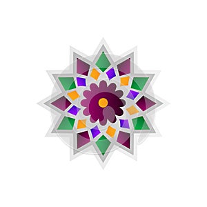 Colorful gradient ornamental mandala or flower concept