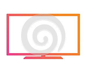 Colorful gradient pink to orange OLED black flat smart wide TV icon