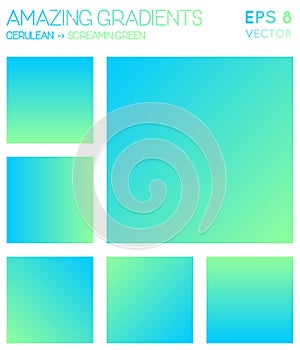 Colorful gradients in cerulean, screamin green.