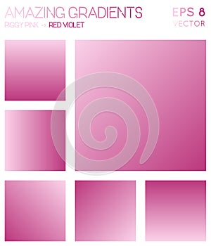 Colorful gradients in piggy pink, red violet.