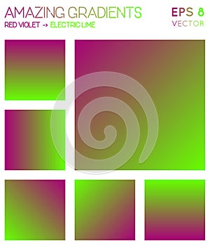 Colorful gradients in red violet, electric lime.