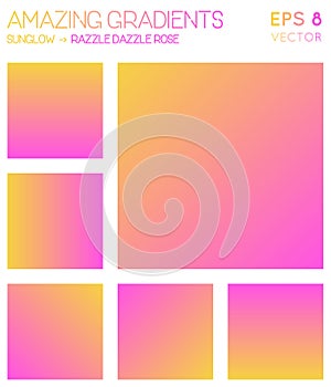 Colorful gradients in sunglow, razzle dazzle rose.