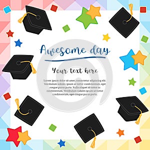 Colorful graduation day card illustration design