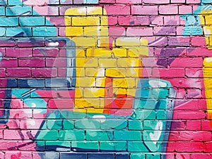 Colorful graffiti on a brick wall