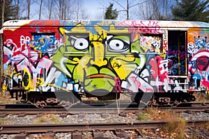 colorful graffiti on a decommissioned train car