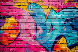 Colorful Graffiti Design on Brick Wall