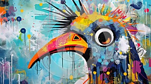 Colorful Graffiti-inspired Portraiture: The Exotic Pigeon Hei Hei Moana