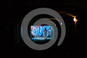 Colorful graffiti under the bridge