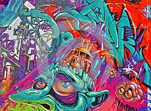 Colorful graffiti wall