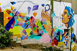 Colorful graffity with face