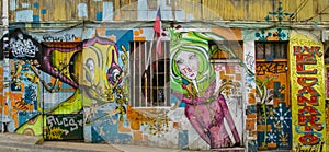 Colorful graffity with girl`s face