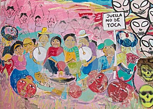 Colorful graffity of native americans