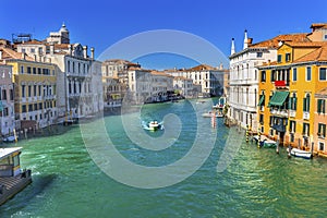 Colorful Grand Canal From Ponte Academia Bridge Venice Italy