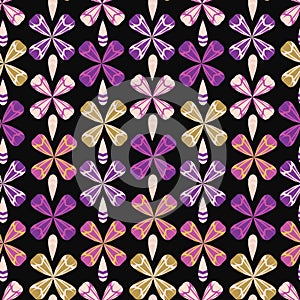 Colorful Graphic Large Scale Blooms Seamless Vector Pattern