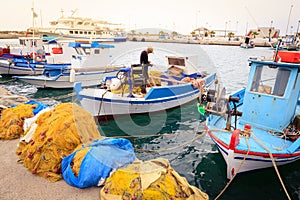 Colorful Greek fishing boats